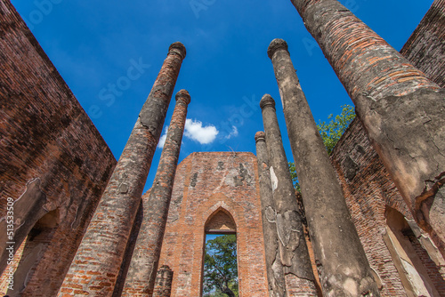 Phra Nakorn Si Ayutthaya,Thailand on May 27,2020:Ubosot(ordination hall) of Wat Kudi Dao in Ayutthaya Historical Site. photo