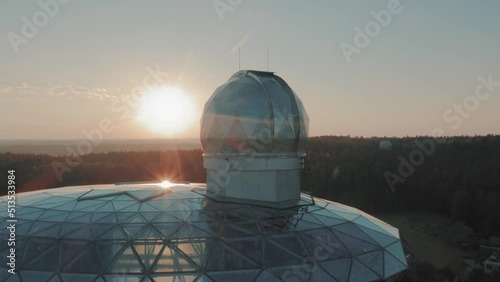 Astronomical Observatory Telescope Dome Tower, Aerial View, Concept of Space Research, Astronomy, Astrophysics photo