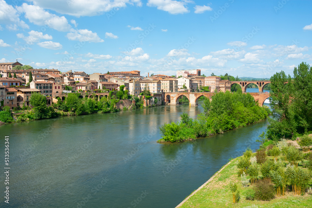 Beautiful view of the Tarn River in Albi in France.
