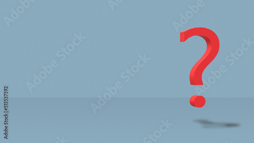 Red question mark on a gray background. 3d illustration of a question mark.