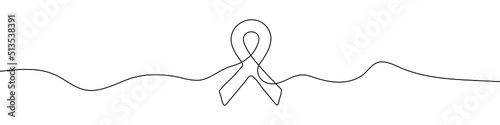 Single continuous line drawing of a awareness ribbon. One continuous line of awareness ribbon drawing. Vector illustration. Linear awareness ribbon design
