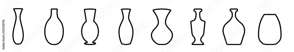 Silhouettes of the vases. Set of different vases. Vector illustration ...