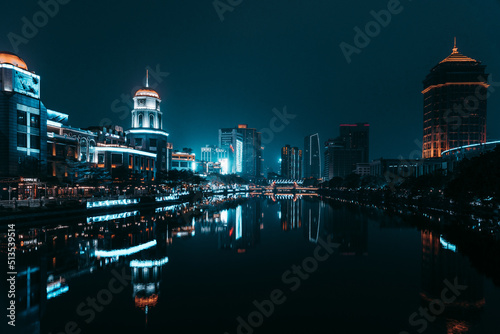 Night view of Qijiang River photo