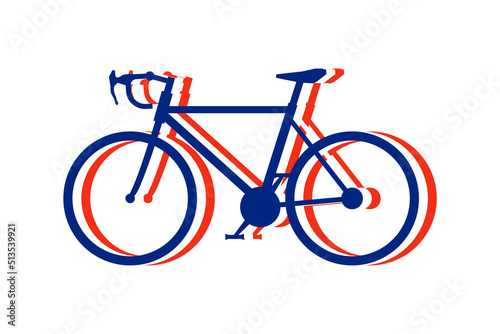 bicycles and tour de france, three racing bicycle silhouettes make up the French flag on white background. one of the sports where passion, tenacity and teamwork give victory. news, sport, event.