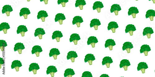 Hand Drawn Sketch Green Broccoli Isolated Pattern on White Background