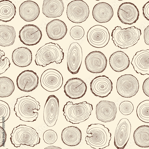 Tree rings vector seamless pattern