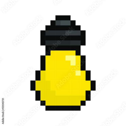 Pixelated light bulb icon. Cute light bulb icon isolated. Vector illustration. Pixel art icon.