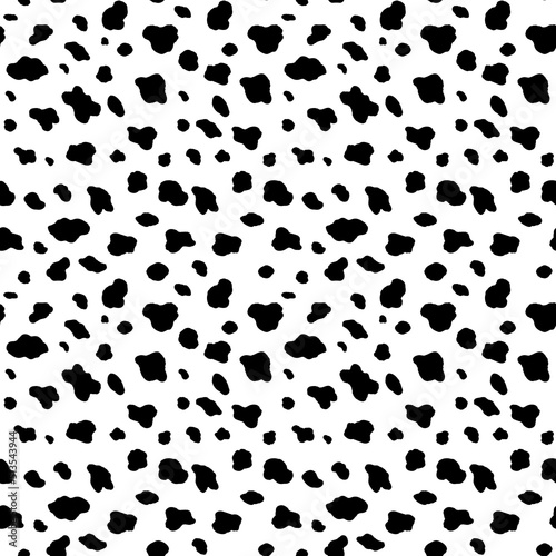 Abstract modern cow fur seamless pattern. Animals trendy background. Black and white decorative vector illustration for print, card, postcard, fabric, textile. Modern ornament of stylized skin
