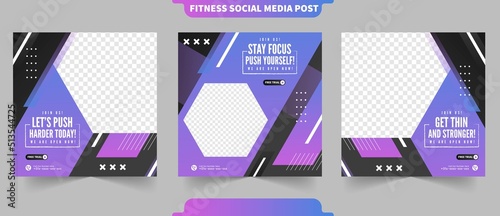 Sports outdoor and fitness training concept for social media post collection with photo template