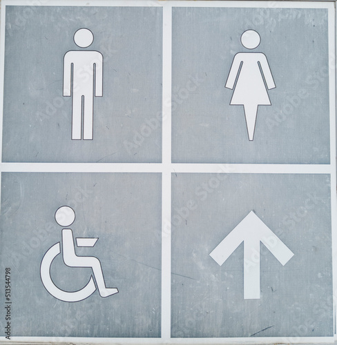  male and female and handicap toilet. Sign in