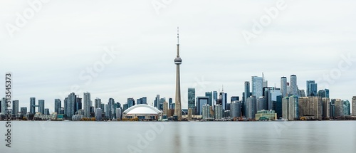 Photography Panoramic view of the skyline of Toronto with tall skyscrapers and landmarks, Ca