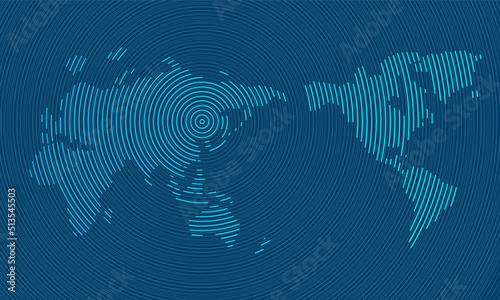 Abstract scanning global technology background. world map. Digital innovation concept effect of anaglyph and TV interference and Breaking news
