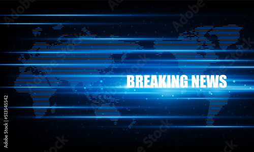 Abstract Breaking news Light out technology background Hitech communication concept innovation send for planet earth with sunrise and technology network effect of anaglyph and TV interference