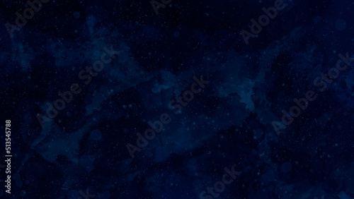 Artistic hand painted multi layered dark blue background. dark blue nebula sparkle purple star universe in outer space horizontal galaxy on space. navy blue watercolor and paper texture. wash aqua