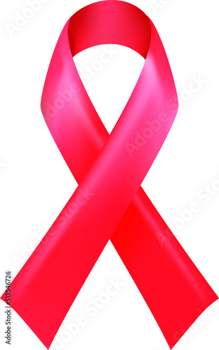 Realistic red ribbon as a symbol of awareness about the problem of AIDS, drug abuse, the problem of vasculitis, anorexia