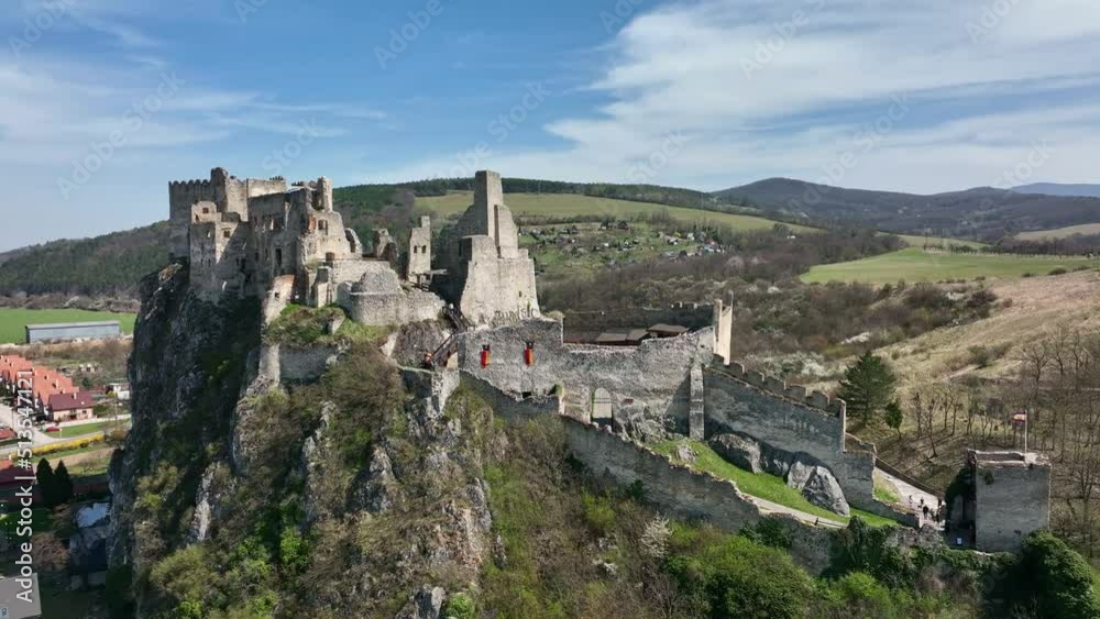 Aerial view of Beckov Castle in the village of Beckov in Slovakia Aerial view of Beckov Castle in the village of Beckov in Slovakia
