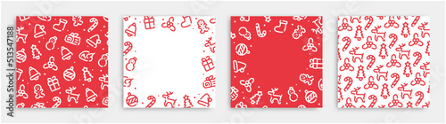 Christmas icon pattern background for graphic design.Square vector template set.