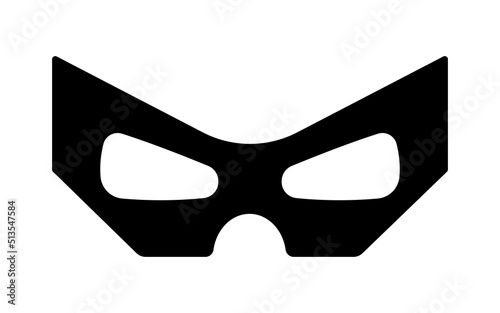 Mask robot carnival superhero or bandit villain vector icon. Black masquerade costume eye mask silhouette hidden burgar face. Simple design incognito theatre party masque shape clip art illustration.