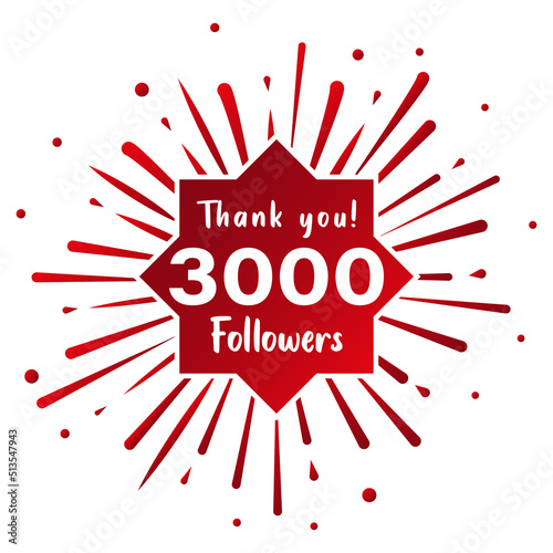 Thank you 3000 followers. Social media concept. 3k followers celebration template. Vector design