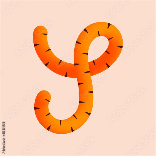 Wallpaper Mural Y letter tiger tail design. Vector animal, wildlife isolated font for logo, app logo, wild life concept, animal poster headlines and more Torontodigital.ca