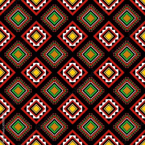 Geometric ethnic oriental seamless pattern traditional Design for background,carpet,wallpaper.clothing,wrapping,Batik fabric,Vector illustration