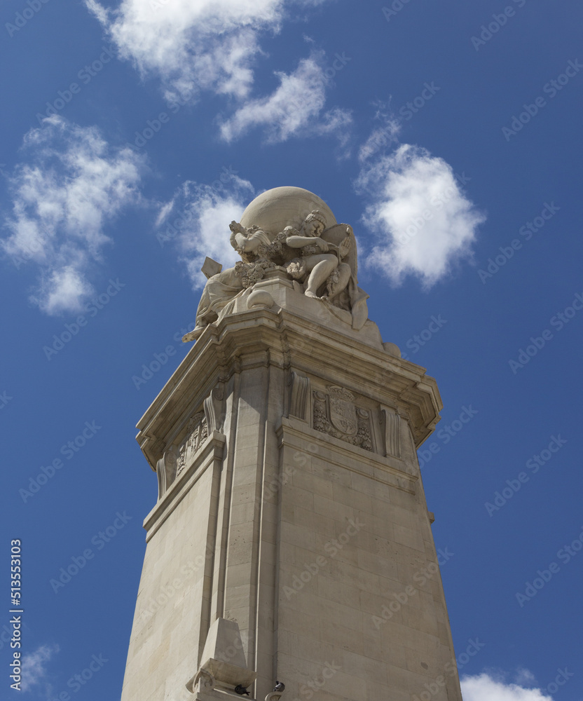 The monument to Miguel de Cervantes located in Plaza de Espana in Madrid, Spain.