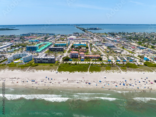 Aerial view of Cocoa beach, buildings, roads, etc. June 23, 2022 photo