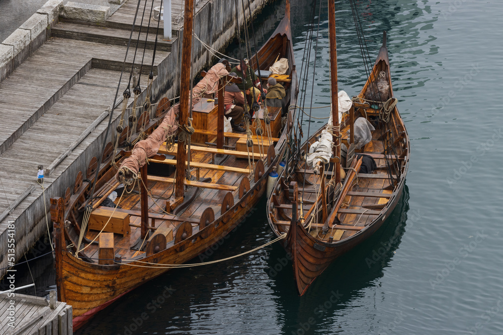 viking ships at the quay.