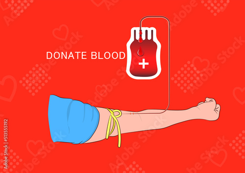 graphics image hand and blood bag concept donate blood vector illustration