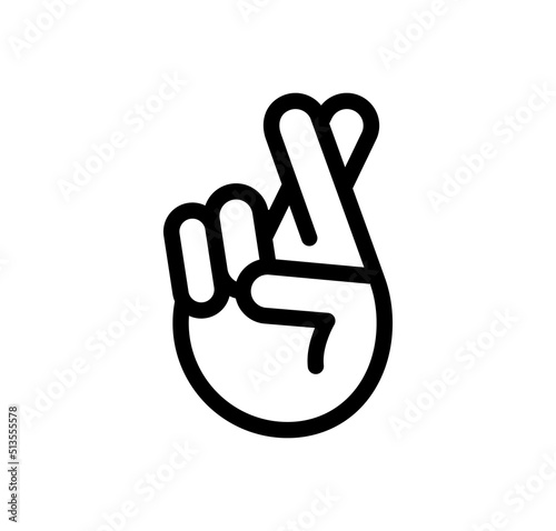 Finger crossed linear icon, Vector.