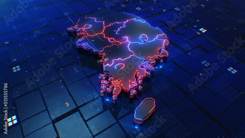 South Korea map digital 4k 