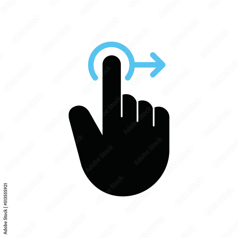 Finger gesture swipes right, Vector. Finger gesture swipes right, Vector.