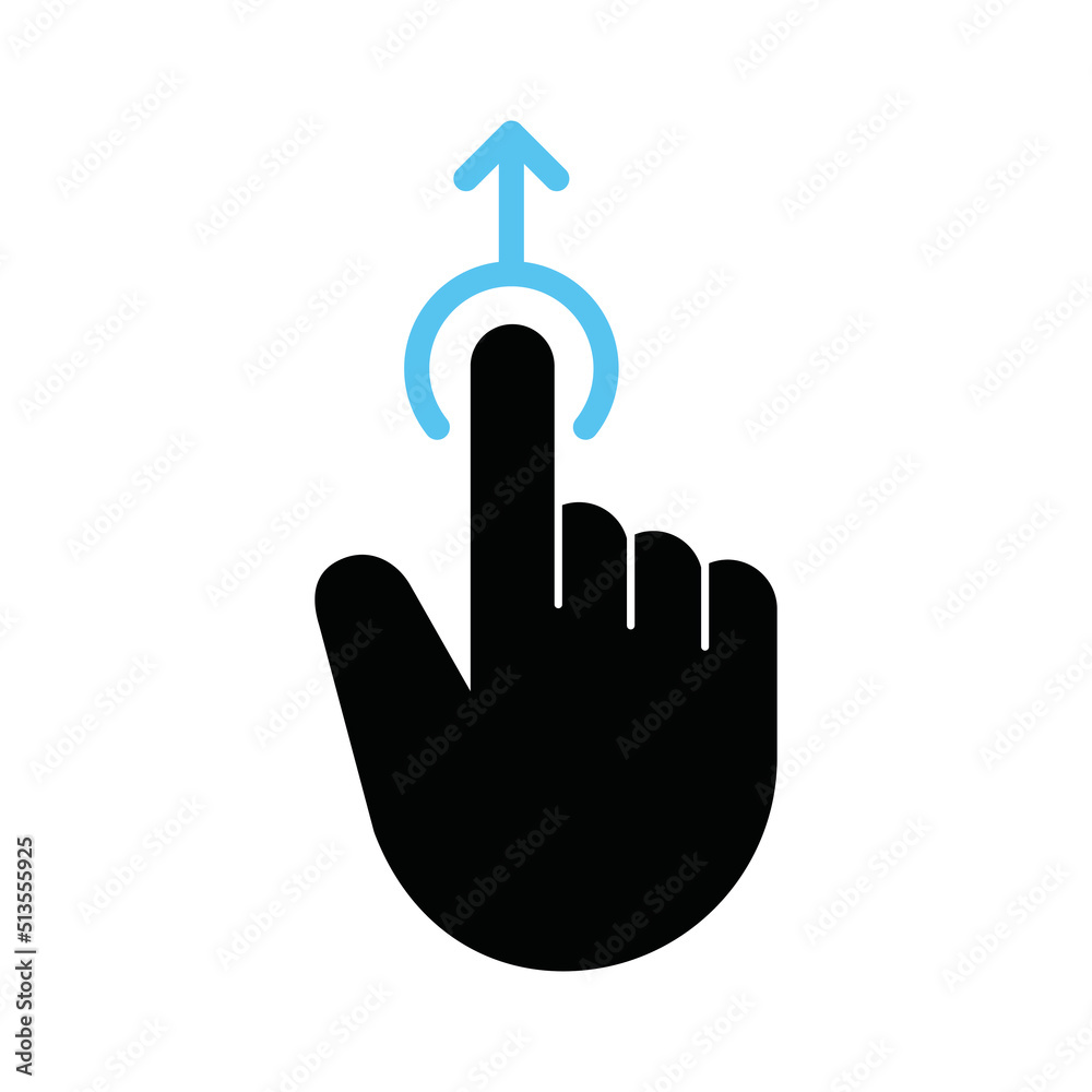 Finger gesture swipes up, Vector. Finger gesture swipes up, Vector.
