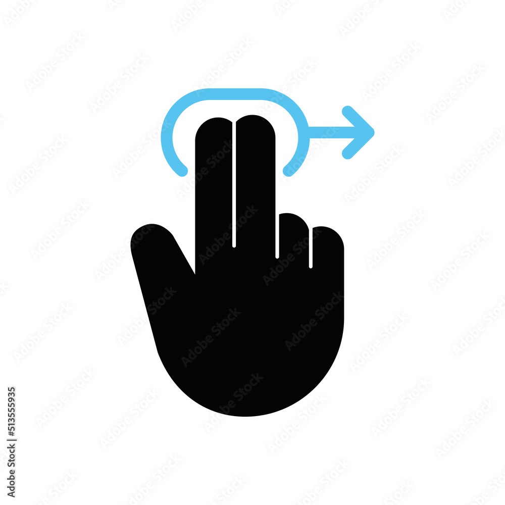 Gesture two finger swipe right, Vector. Gesture two finger swipe right, Vector.