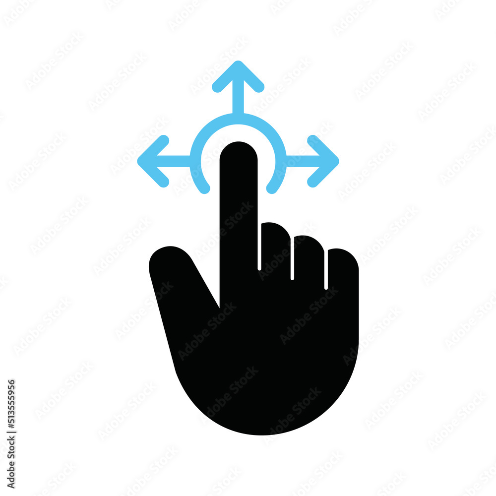 Finger touch gesture in different directions, Vector. Finger touch gesture in different directions, Vector.