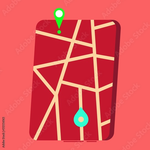 Fotografija map with the road to the destination where you need to deliver the package