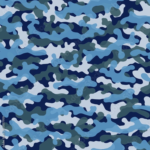 Camouflage pattern background. Classic clothing style masking camo repeat print
