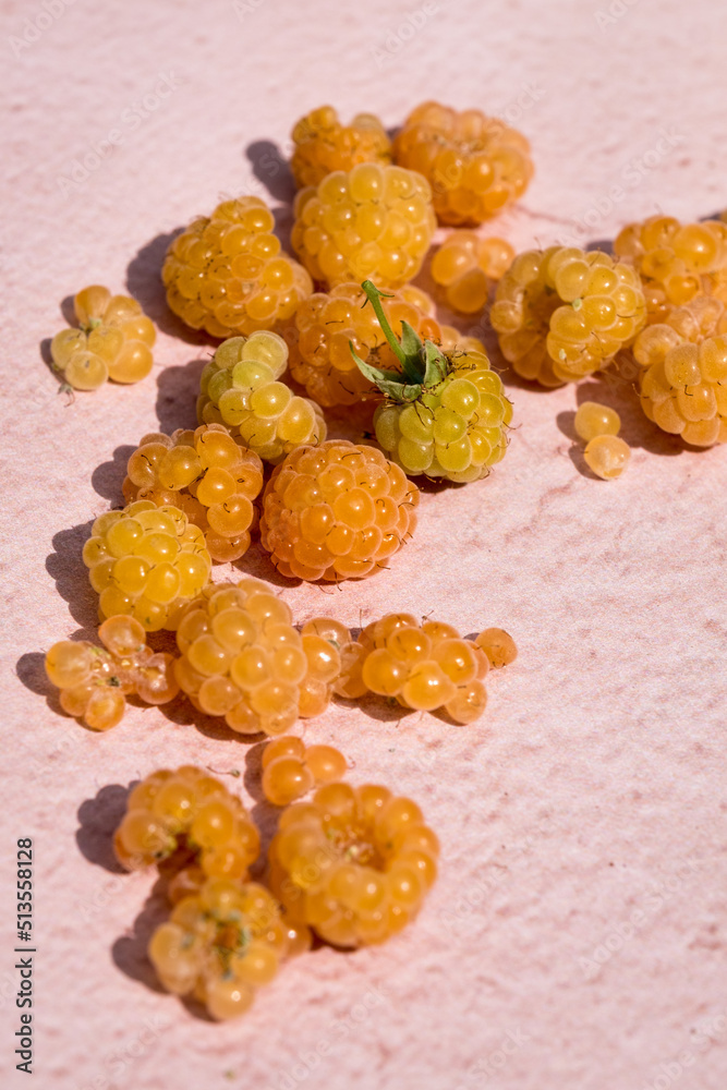 Bunch of fresh yellow raspberries Bunch of fresh yellow raspberries