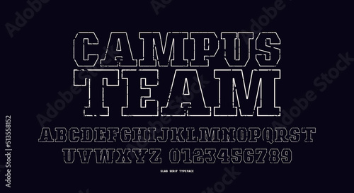 Hollow slab serif font in sport style