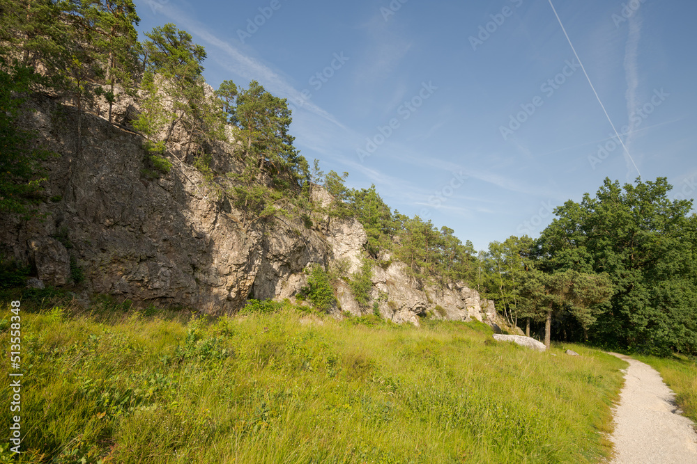 Wanderweg an der Felsenkette Großer Pfahl bei Viechtach in Niederbayern, Bayern
