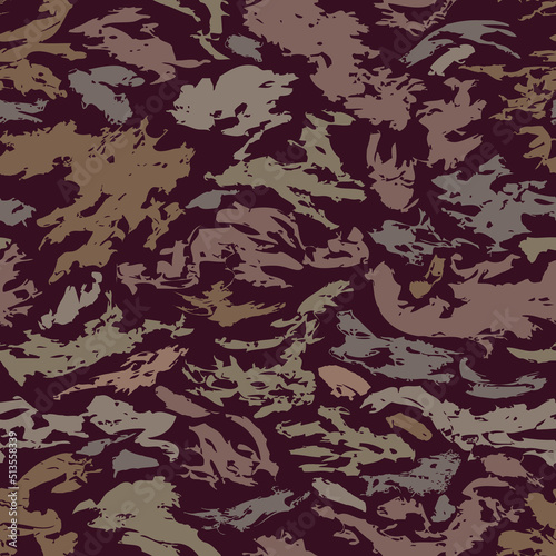 Abstract spots with torn edges in brown tones - seamless pattern design. Decorative dark brown background. Marble texture. Vector illustration. 