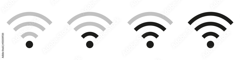 set wifi icon isolated on white background for phone..Mobile wireless signal strength indicator. set wifi icon isolated on white background for phone..Mobile wireless signal strength indicator.