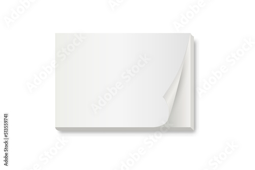 White square paper or sticker block for template or mockup isolated on white background. Blank mockup. 3D isometric vector illustration for presentation, advertising, website, apps, banner layout