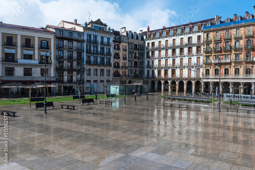 Sun and rain in the Plaza del Castillo in Pamplona photo