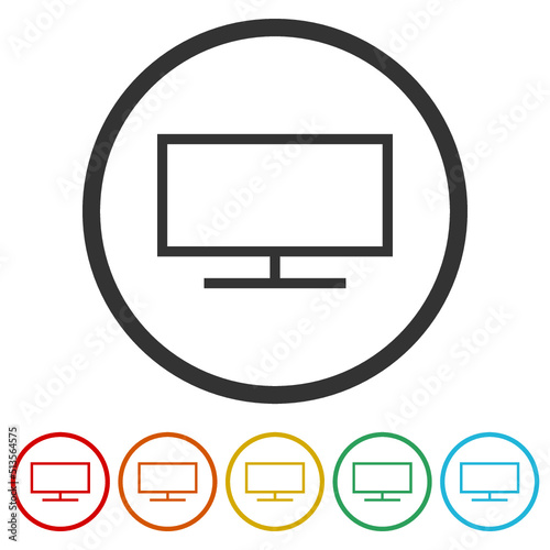 PC monitor icons in color circle buttons