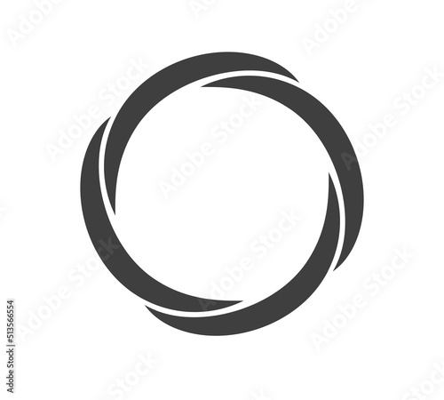 Round frame black and white vector ornament. Graphic border doodle. Ring curve link connection
