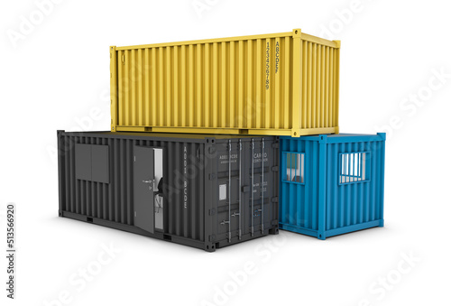 3d rendering of Converted old shipping container, clipping path included