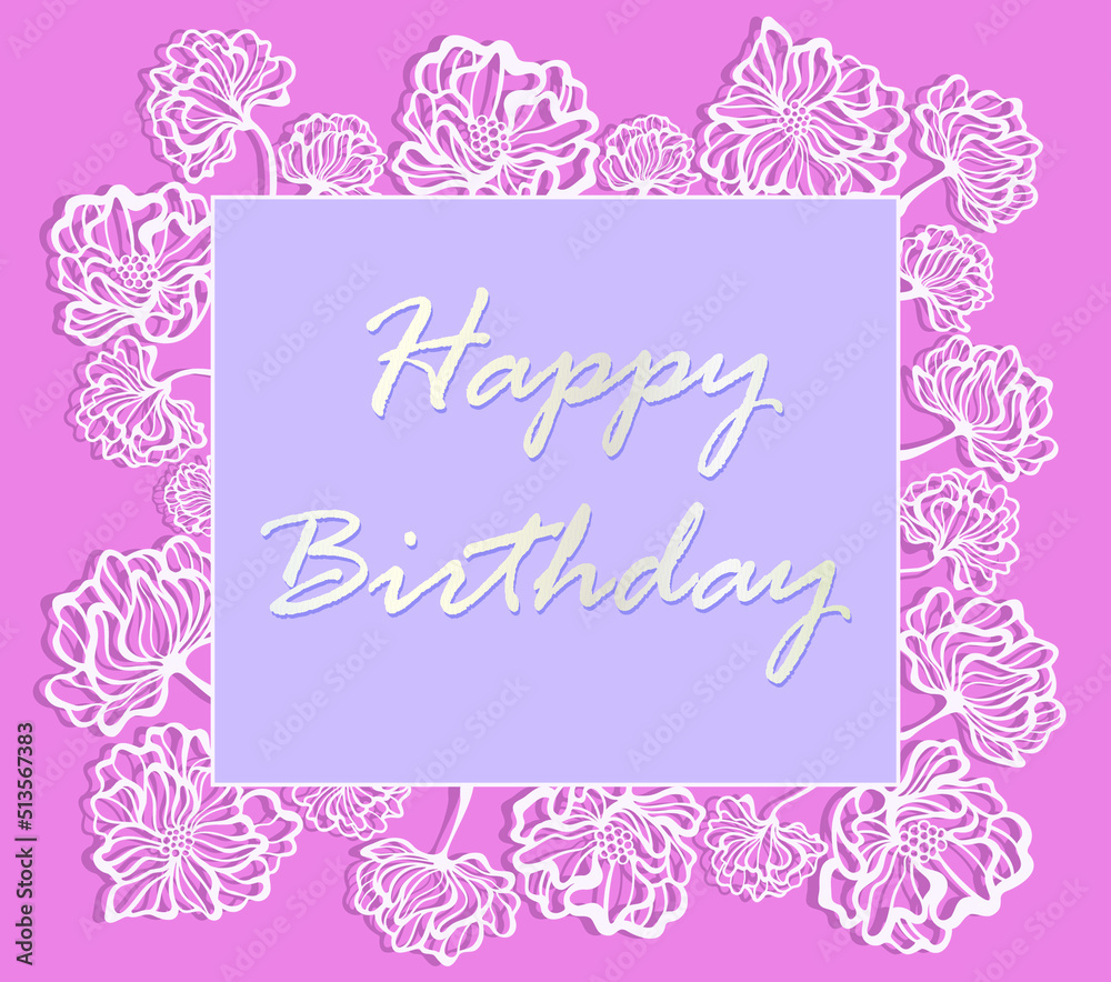 Happy birthday card. Celebration background with text. Vector illustration