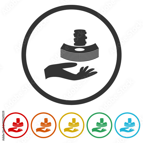 Save the money icons in color circle buttons