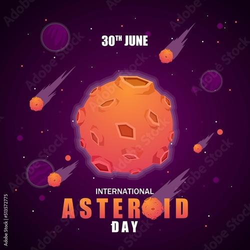 International asteroid day vector illustration. Suitable for Poster, Banners, background and greeting card. 